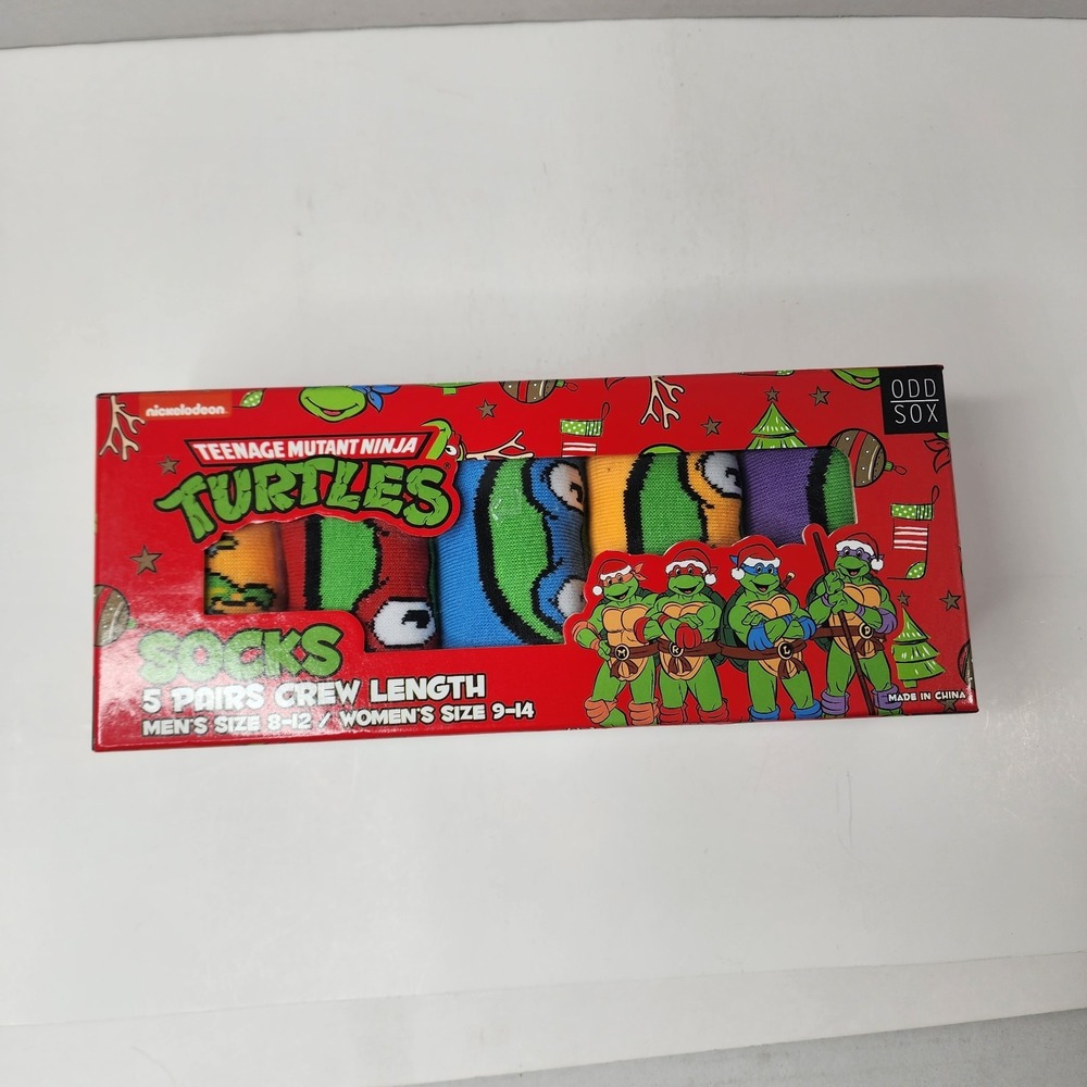 Odd Sox Teenage Mutant Ninja Turtles Crew Length Socks 5 Pairs Gift Set NEW